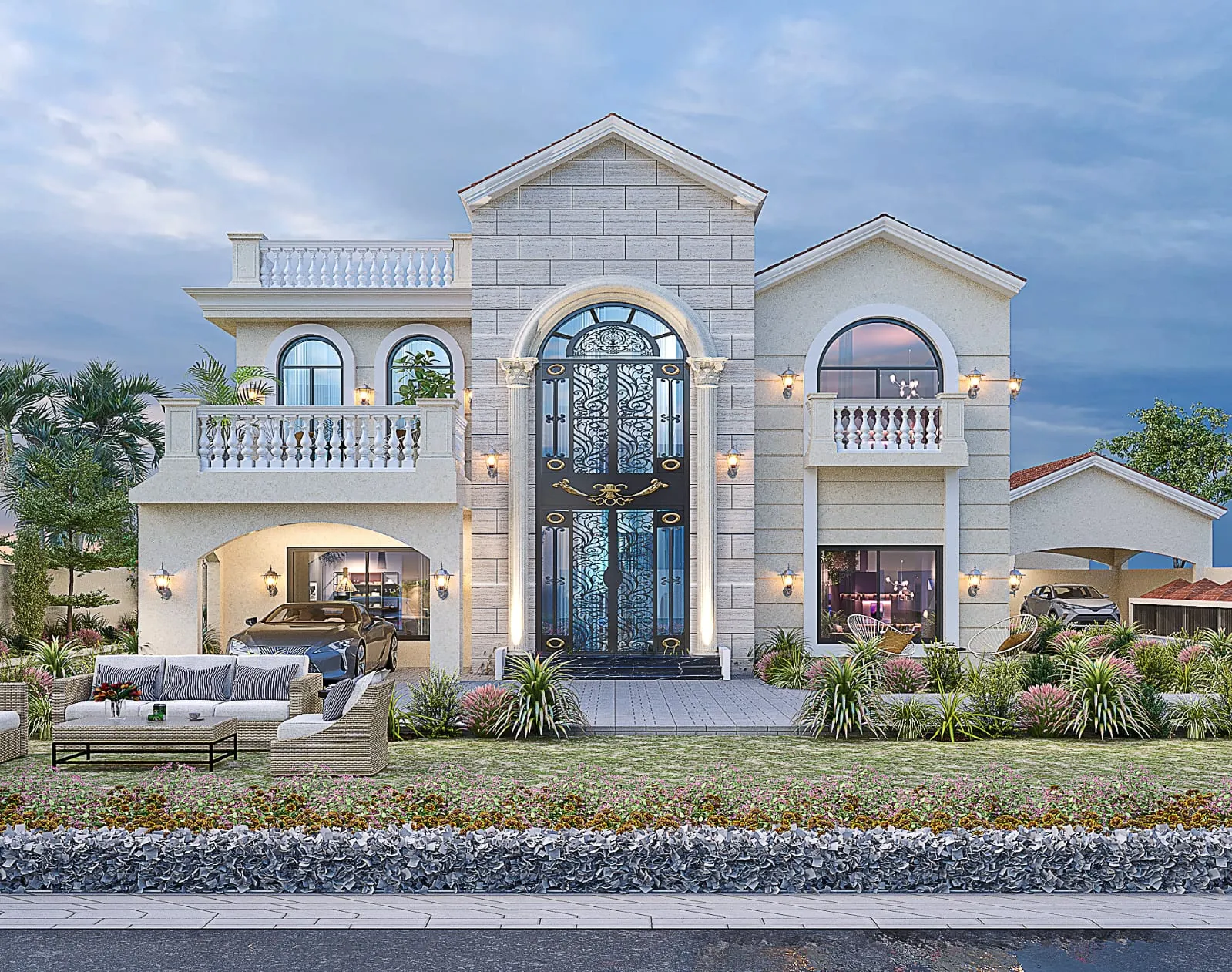 4 Kanal Farm House — luxury villa front with garden